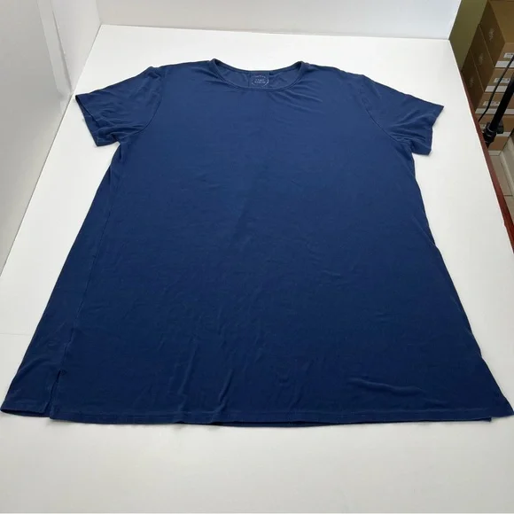 Cozy Earth Women Bamboo Rib-Knit Boyfriend Sleep Dress Navy Blue XL‎ *TINY FLAW